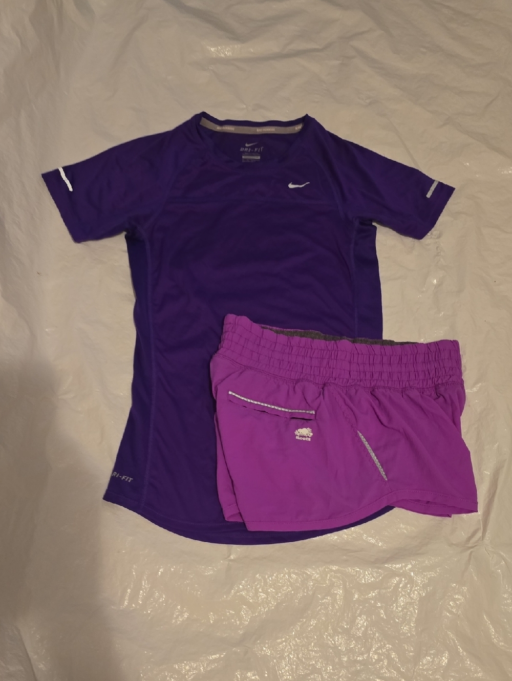 Nike Purple Dri-Fit Tee with Roots Pink Gray Running Shorts